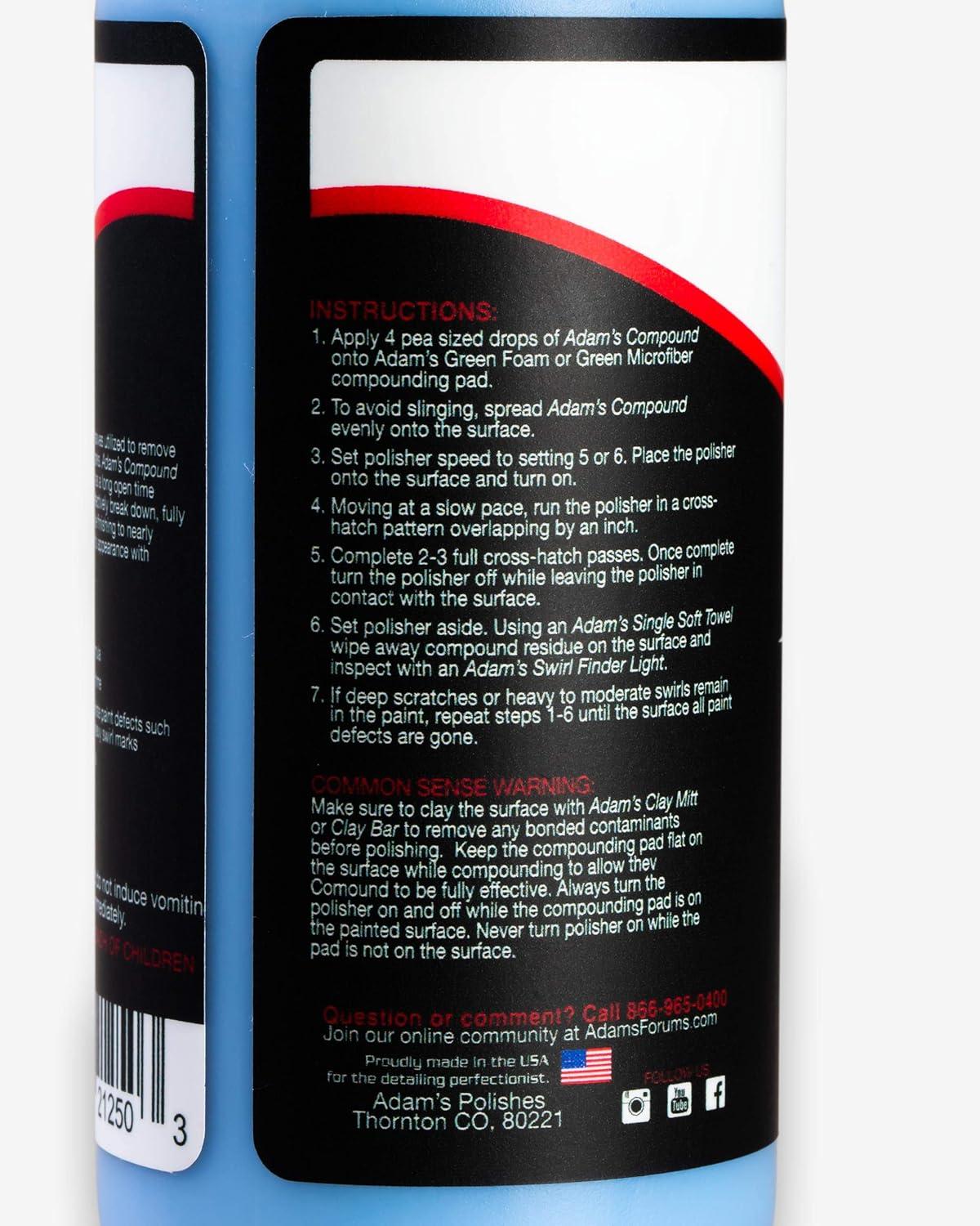 Adam’s Paint Correcting Compound 12oz – Silicone-Free, Body Shop Safe ...